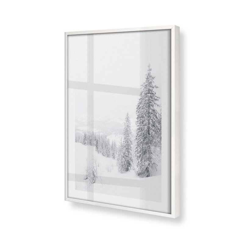 «Winter's Embrace», dans un cadre, H 37 po x l 25 po x P 1,25 po, Cadre opaque blanc