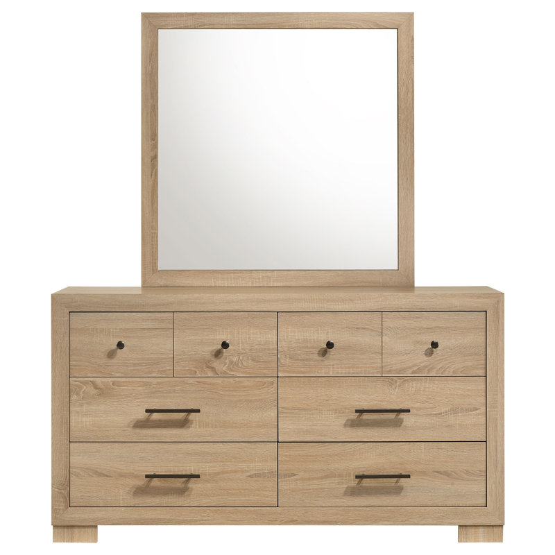 Arielle 6-Drawer Bedroom Dresser With Mirror Light Oak