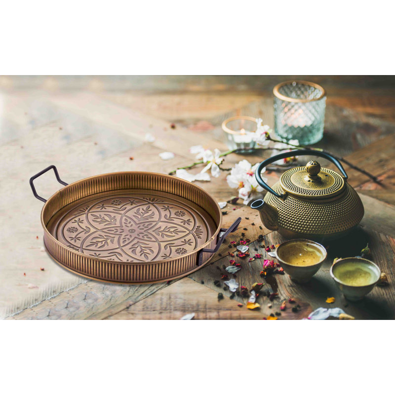 Charol Steel Tray, 5cm H x 47cm W x 37cm D, Gold