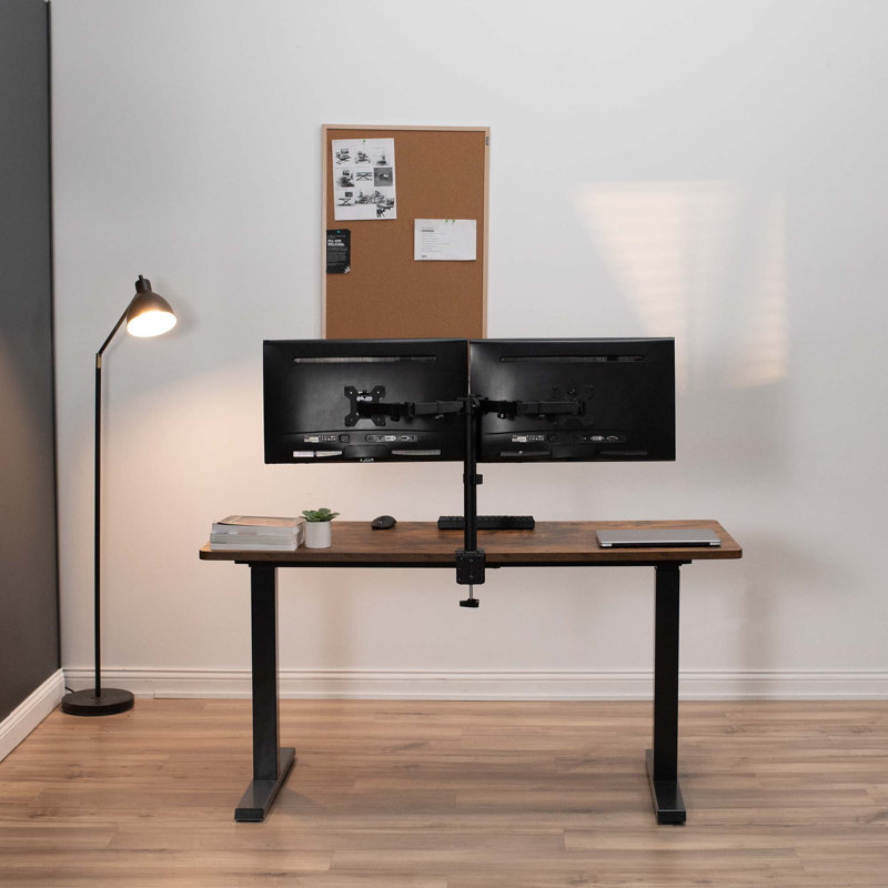 Bureau manuel à hauteur réglable, L 59 po x P 23,6 po, Brun rétro / noir