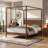 Dormal King Size Solid Wood and MDF Canopy Bed Frame, Four Poster Platform Bed with Underbed Storage-1574416572