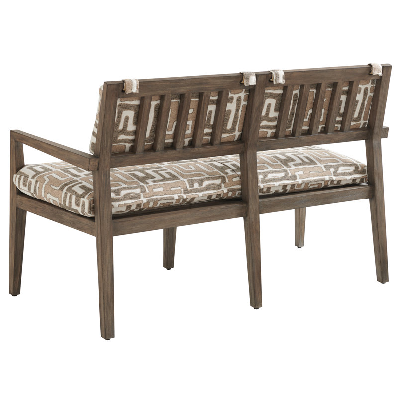 La Jolla Casual Contemporary Teak Outdoor Bench with Faux Slate Accents