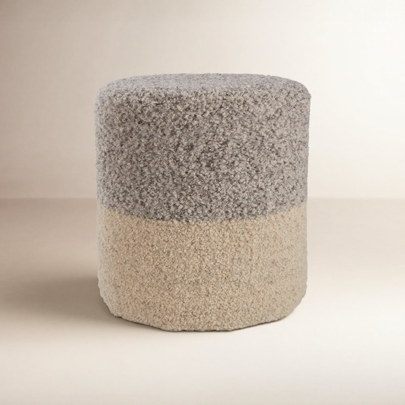 Jaipur Living Micco Ombre Light Gray/ Cream Cylinder Pouf, Light Gray