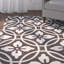Tapis à motif géométrique chocolat et ivoire pour l'intérieur et l'extérieur Bayou-16761968