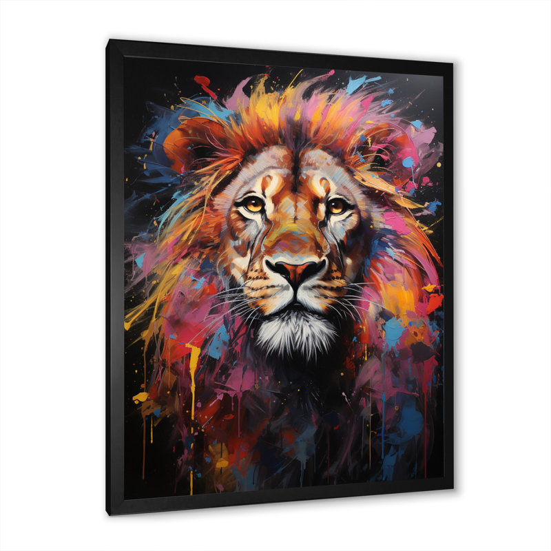 Lion Urban Wild Urban II sur toile, Cadre photo noir, H 40 po x l 30 po x P 1,5 po