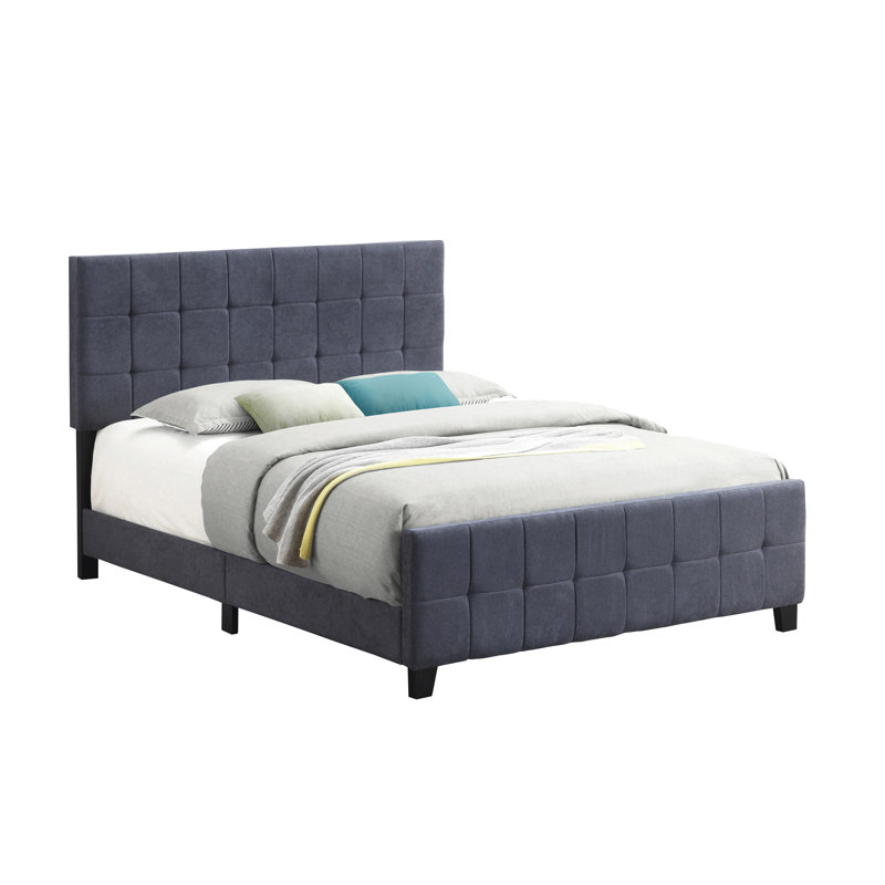 Auerbach Tufted Upholstered Low Profile Platform Bed, Twin, Dark Gray