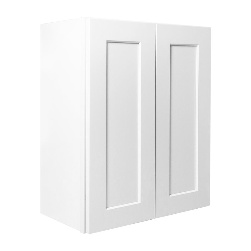 Armoire murale en bois massif avec tablettes réglables pour la cuisine et le salon, 2 tablettes en caoutchouc, charnières à fermeture en douceur, finition laquée, rangement dans la salle de bain blanc,