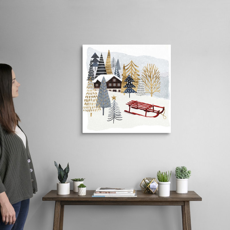 «Christmas Chalet II» par Victoria Borges - reproduction d'art sur toile, H 24 po x l 24 po x P 1,25 po, Toile tendue