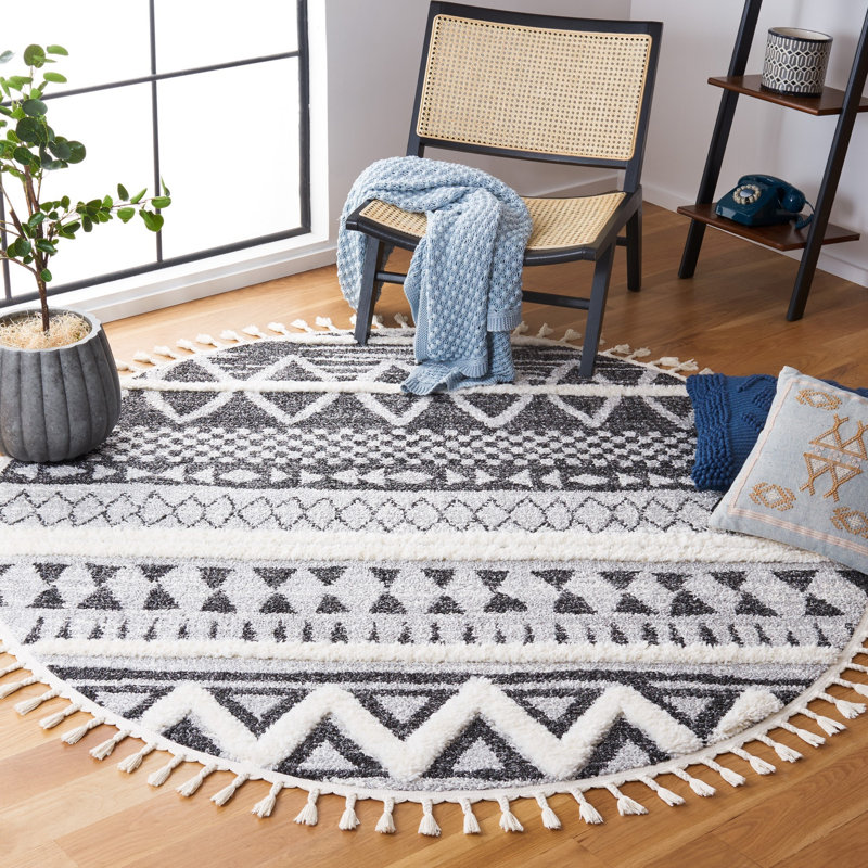 Tapis à poils longs Wiens, Rond 6 pi 7 po