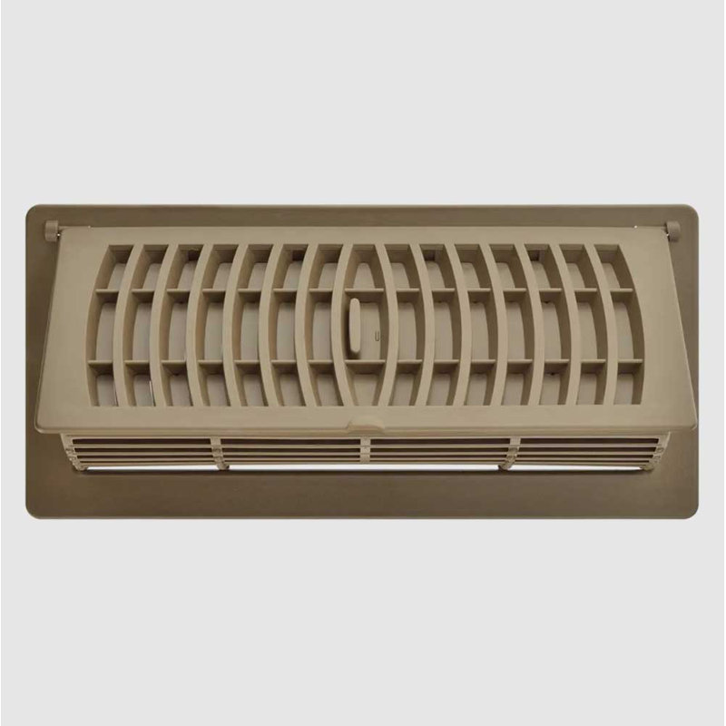 Tan Plastic Pop-Up Floor Register with Deflector, 4 x 12 Inch