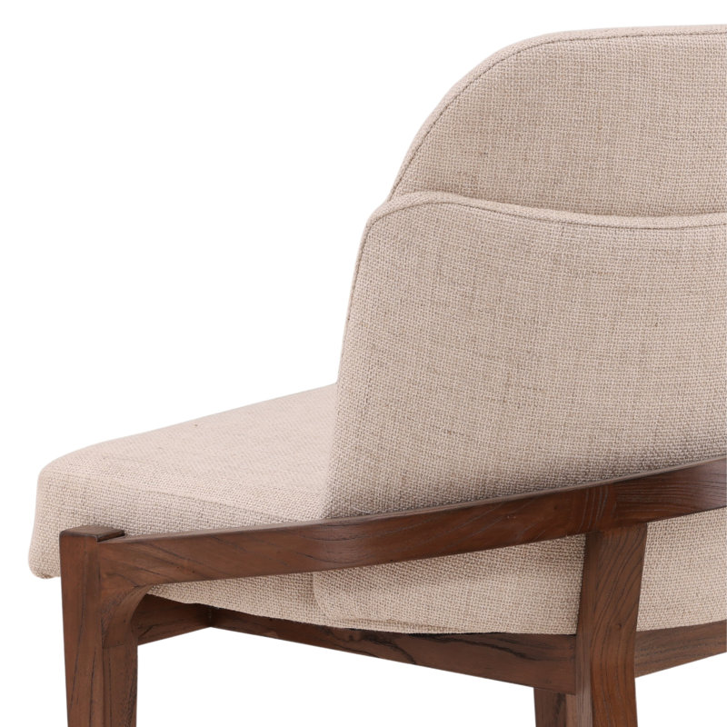 Jacquelyn Elm Upholstered Dining Chair, Off-white, Brown, Beige