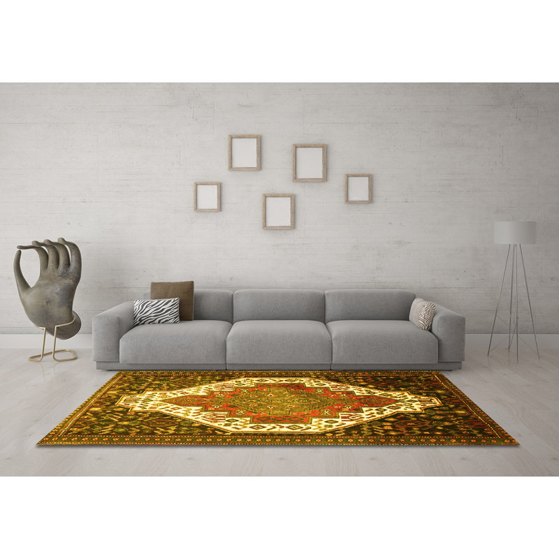 Washable Oriental Indoor Rug, Square 4'
