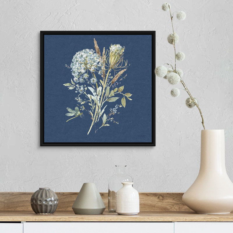«Bohemian Blue 05 on Blue» par Lisa Audit - reproduction d'art, Toile avec cadre noir, H 18 po x l 18 po x P 1,75 po