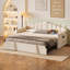 Lit de jour tapissier simple avec lit gigogne escamotable à hauteur réglable et port de charge USB et Type-C, structure de lit de jour avec 2 poches latérales, aucun sommier nécessaire, beige-641308836