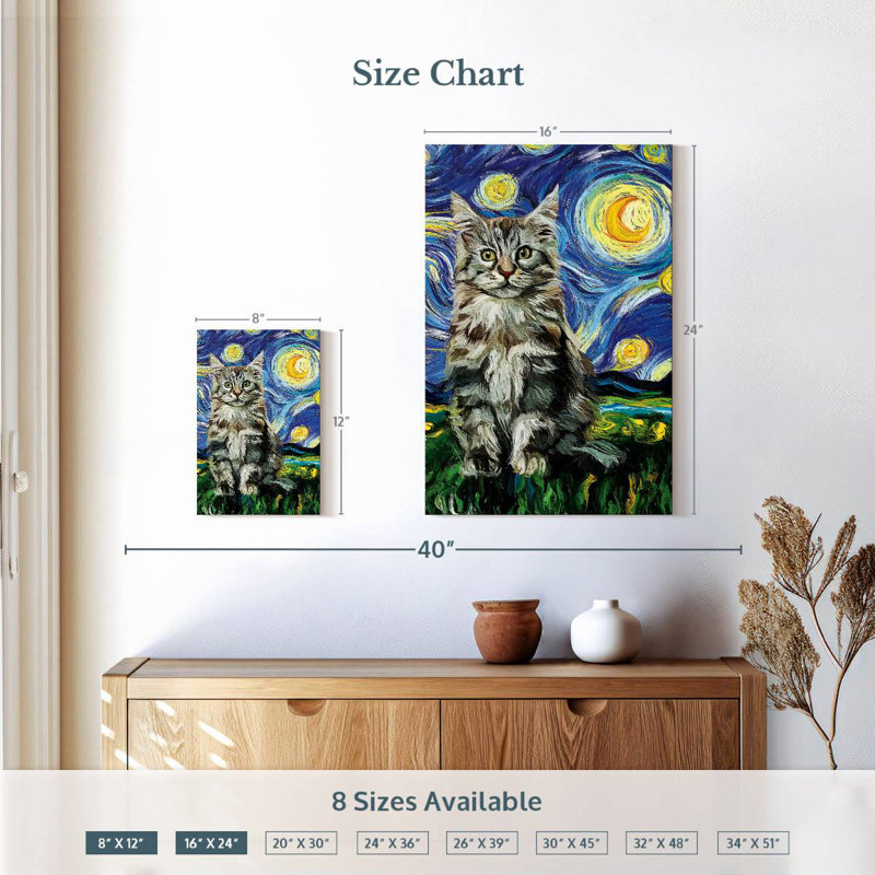 Brampt MaineCoon Kitten Starry Night, 12" H x 8" W