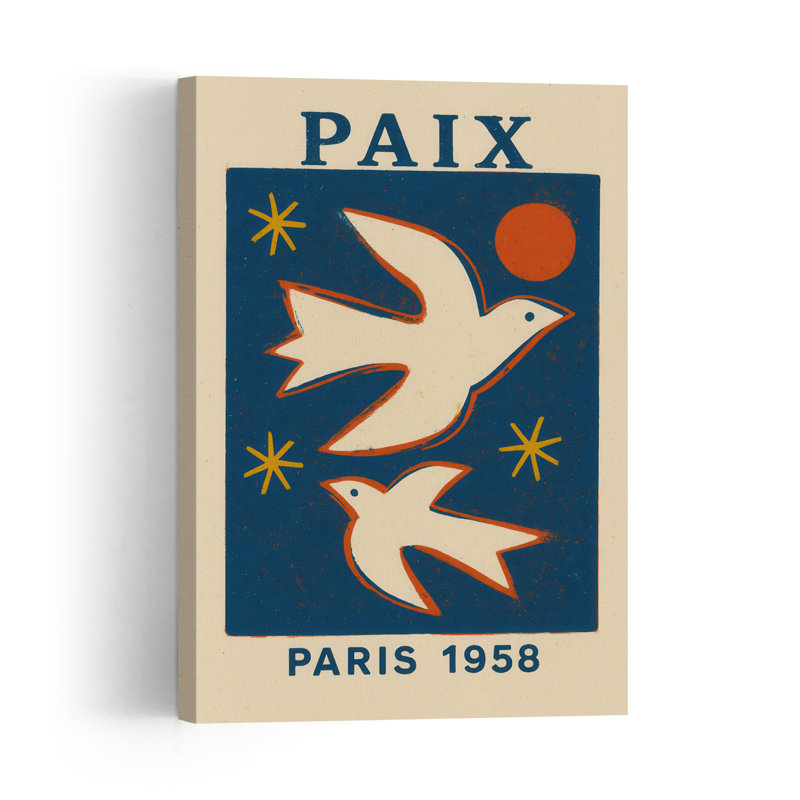 Paix Abstract Minimalist Modern Bird Landscape Nature Wall Art Print by Treechild - Wrapped Canvas Print