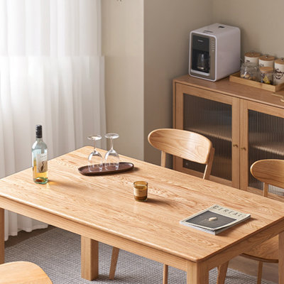 Solid Wood Dining Table North American Oak Rectangular Design Durable Long Table for Family Gatherings Modern Style Easy to Clean and Maintain Ideal for Dining Room Kitchen and Entertaining