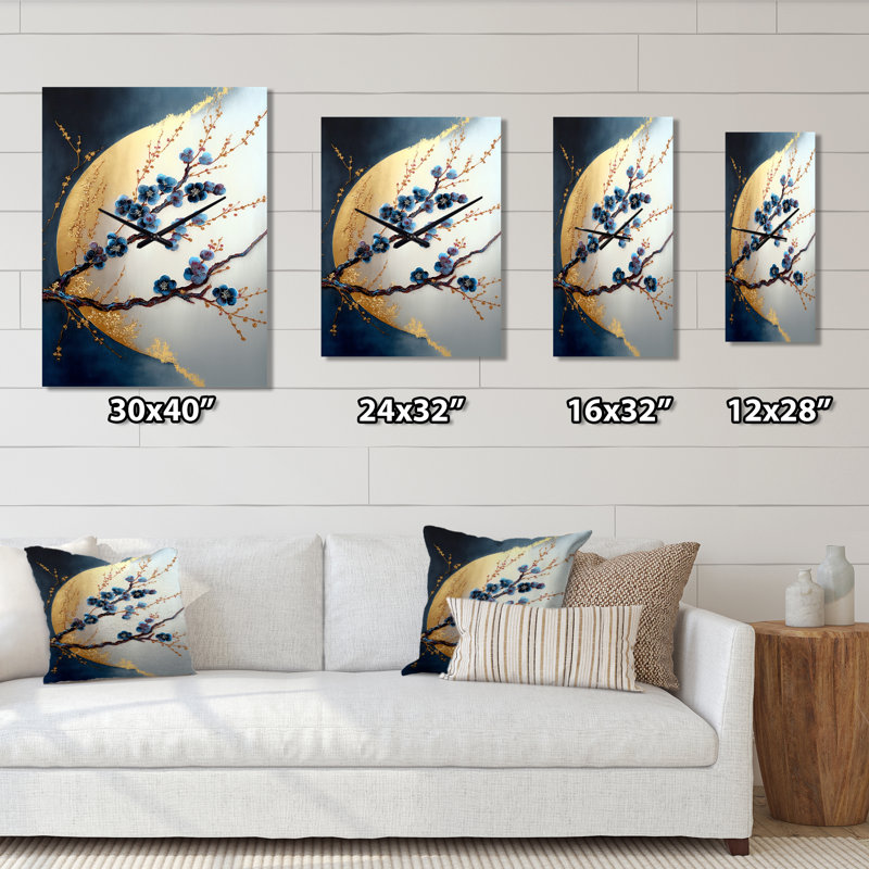 Horloge murale Cherry Blossom Branch IV, H 28 po x l 12 po x P 1 po