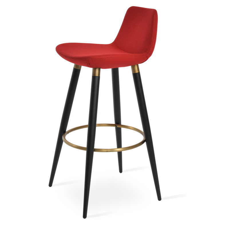 Pera Ana Counter & Bar Stool, Short Stool (23.2" Seat Height), Red, Black