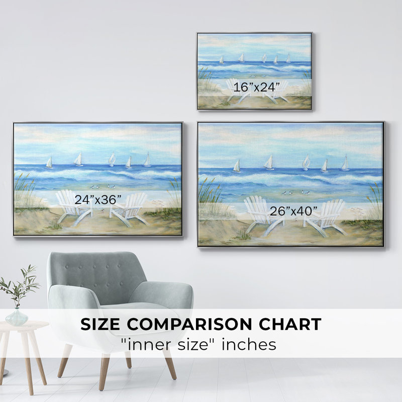 «Seaside Escape», toile tendue avec châssis encadré, H 27 po x l 41 po x P 2 po, Argent