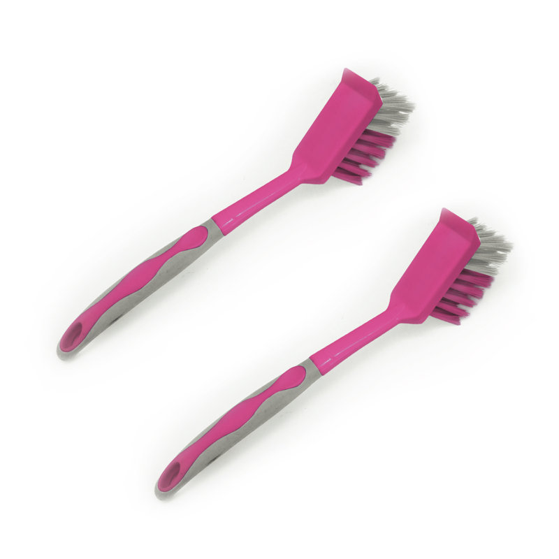 Brosse à vaisselle WBM, poignée longue douce et poils en nylon durable, brosse de cuisine, outil de nettoyage, paquet de 2