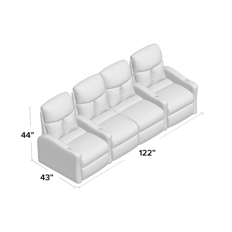 Upholstered Home Theater Seat with Cup Holder, Manual, Classic Coffee