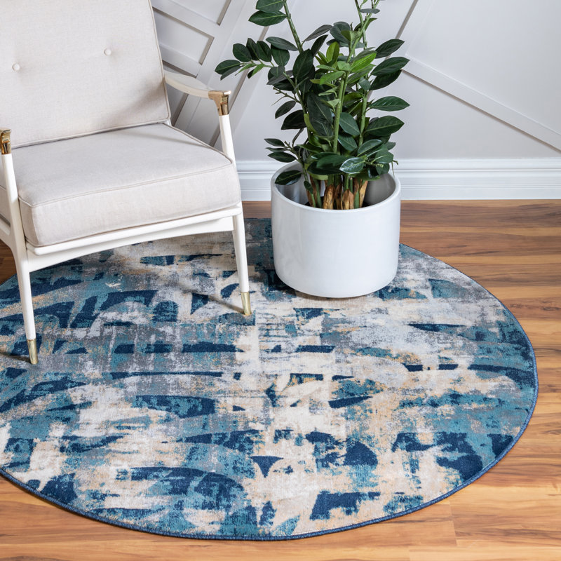 Brantlie Abstract Indoor Rug, Round 5'