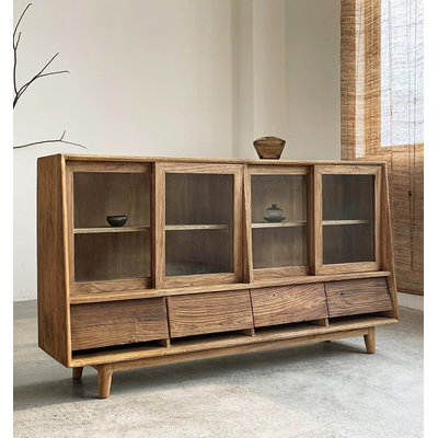 Wabi-sabi Style Elm Wood Sideboard