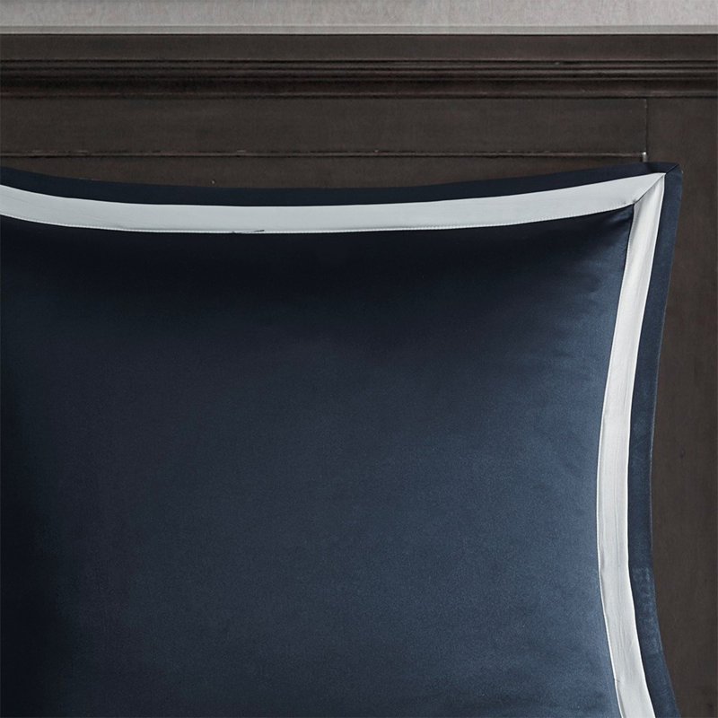 Ensemble de literie luxueux bleu marine argenté, jacquard en polyester, confort toute l'année