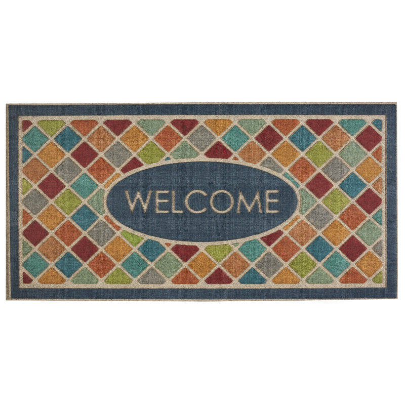 Tapis d'extérieur antidérapant Ramonita, Turquoise