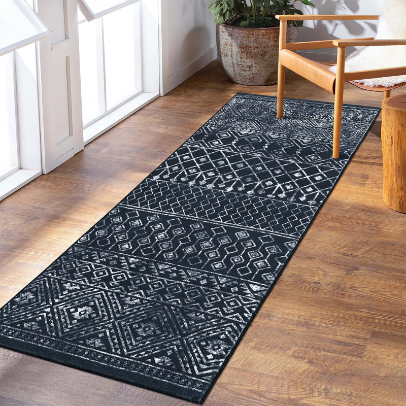 Boho Machine Washable Rug for Living Room Indoor Carpet for Home Decor Aesthetic Non-Slip Rug for Bedroom Dining Room Hallway Kitchen Office Nursery Playroom Teen Dorm
