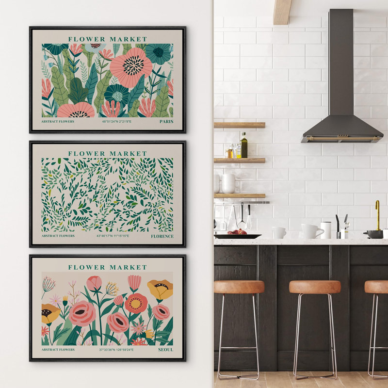 Classical Artwork Vibrant Wildflower, Cadre noir, H 16 po x l 24 po