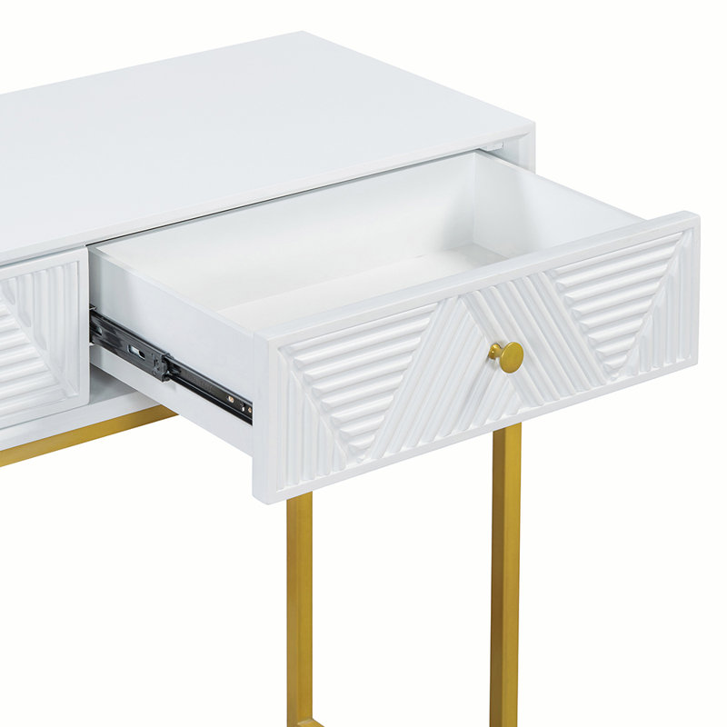 Console Table Two Drawers, White