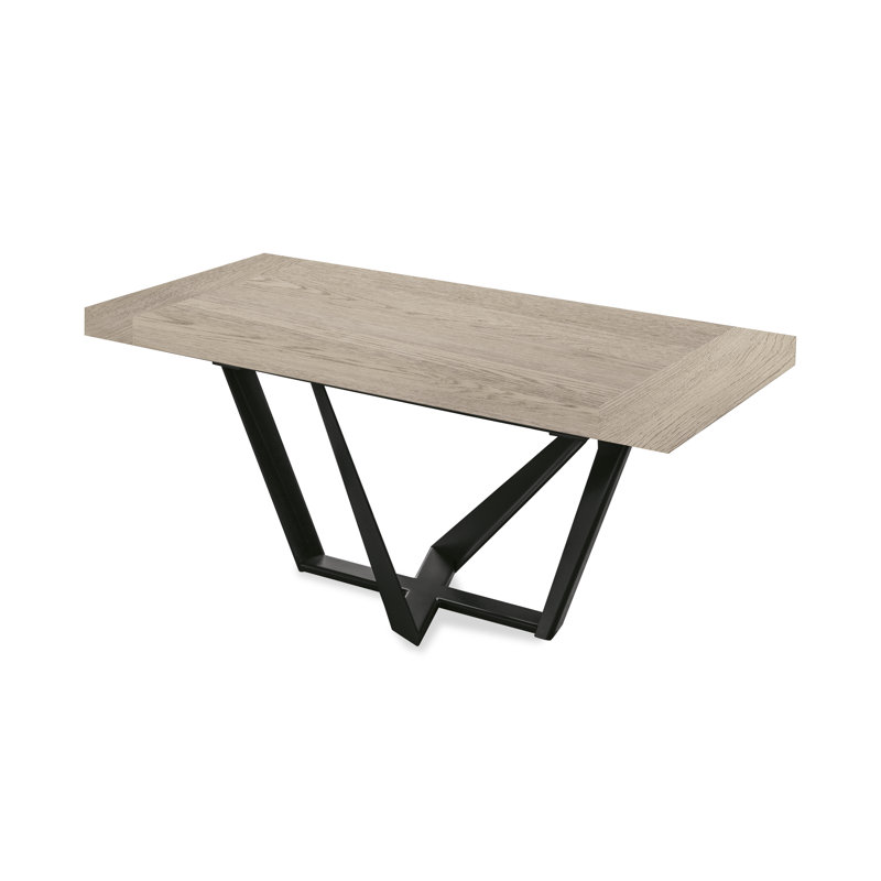 Karlin Extendable Metal Base Dining Table, Desert, Graphite, 75cm H x 240cm L x 90cm W