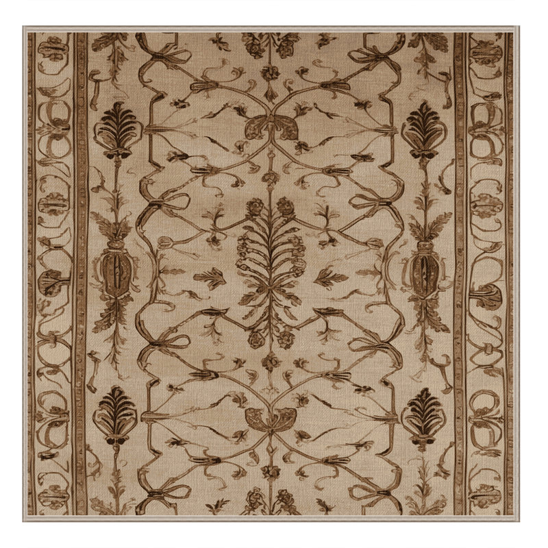 Tapis brun français lavable à la machine, Carré 5 pi