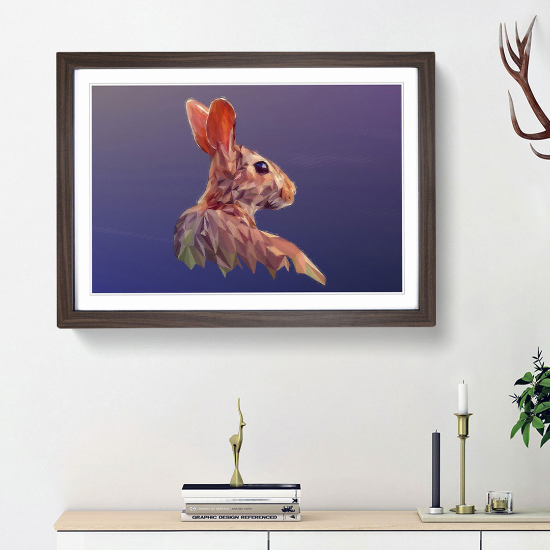 Geometric Rabbit Hare in Abstract - Framed Print