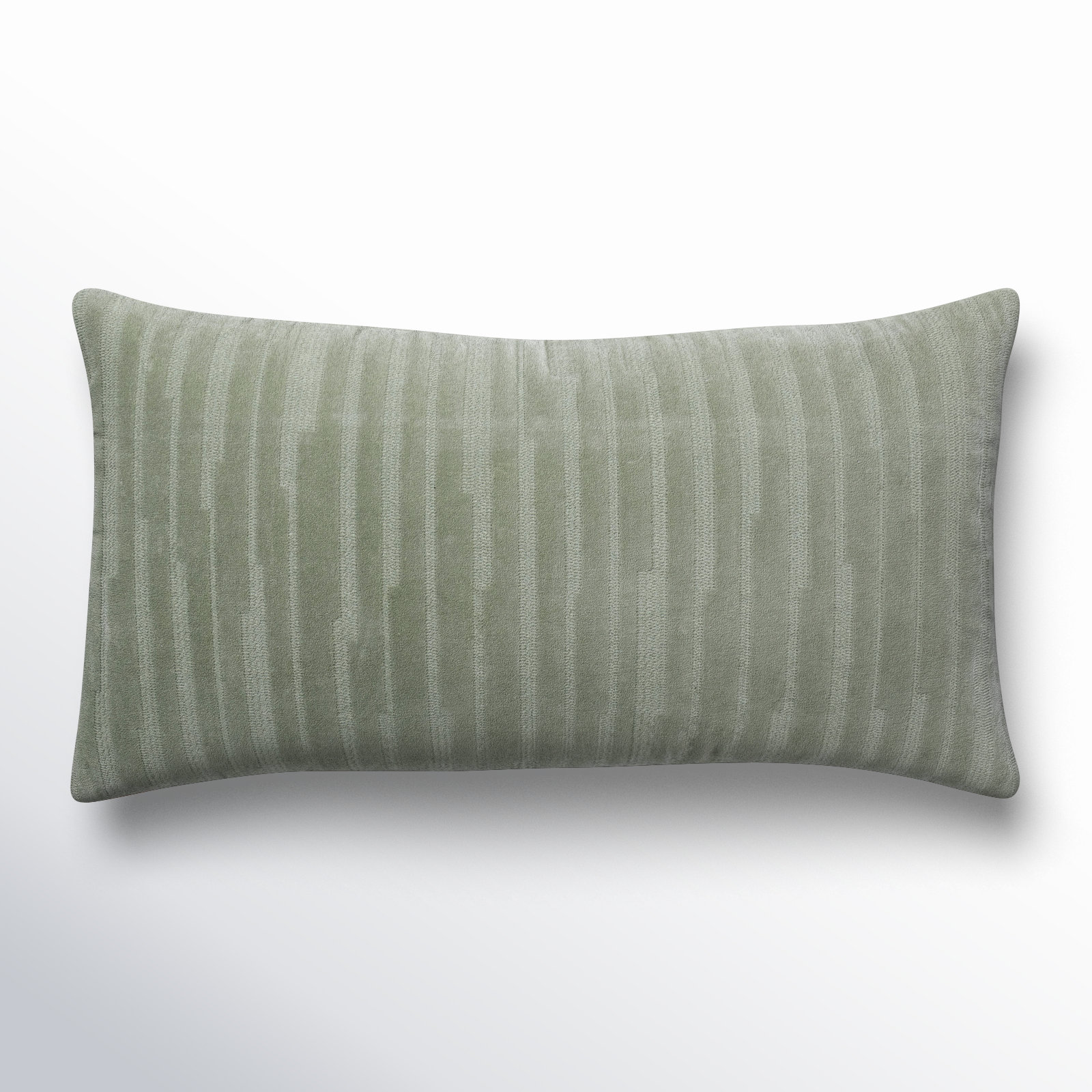 Zorina Embroidered Cotton Lumbar Throw Pillow, Green