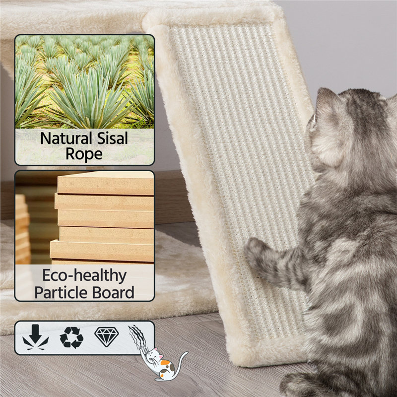 91cm H Multilevel Cat Tower, Beige