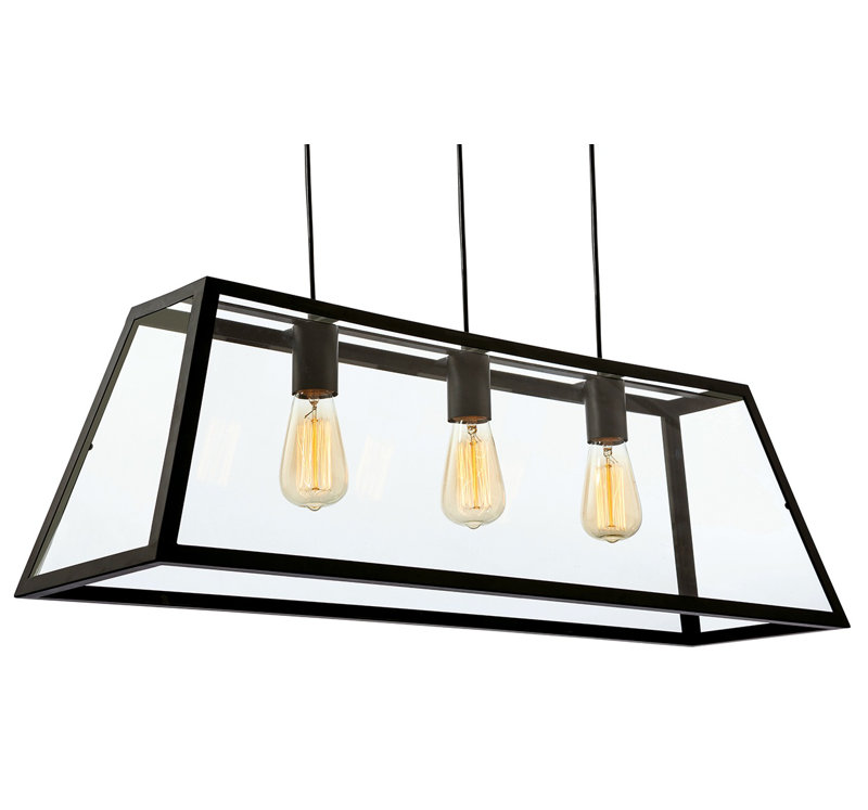 Kew 3 - Light Clear / Black Kitchen Island Pendant