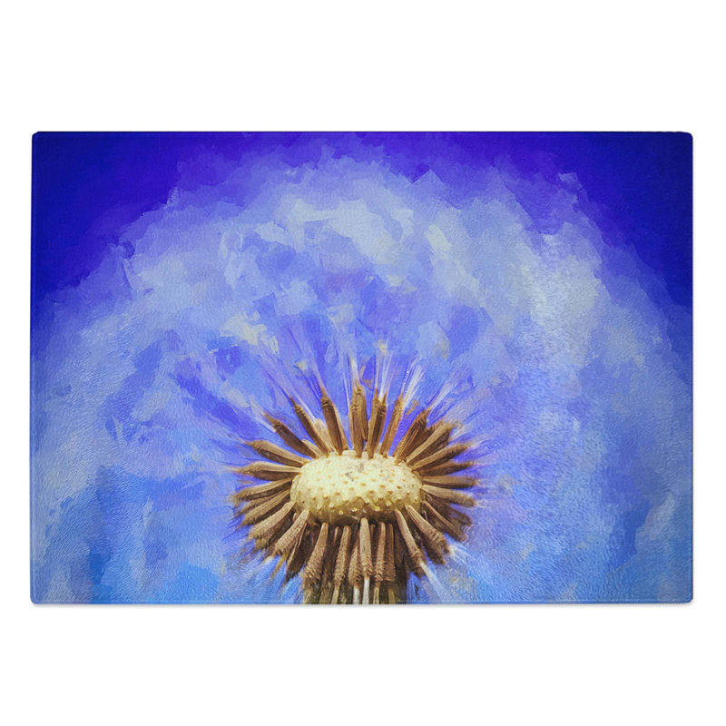 Tempered Glass Swirling Dandelion Seeds Chopping Board, 39 cm W x 28.5 cm L