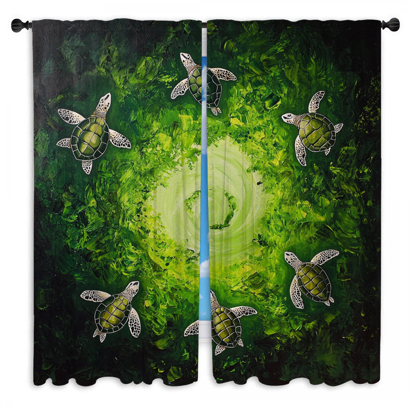 Rideaux de fenêtre Green Sea Turtles, 40 po x 80 po - 2 panneaux, Obscurcissement de chambre