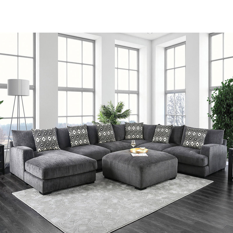 Canapé modulaire en chenille de 146,5 po de large avec repose-pieds Hetman, Orienté vers la droite