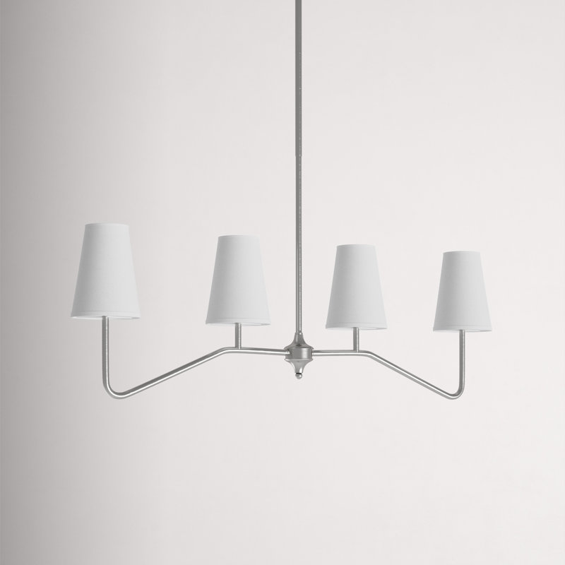 Luminaire suspendu linéaire 4 lumières Kahler, Nickel brossé