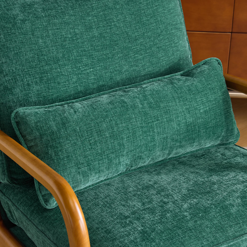 Fauteuil en chenille Mid-Century, Vert foncé