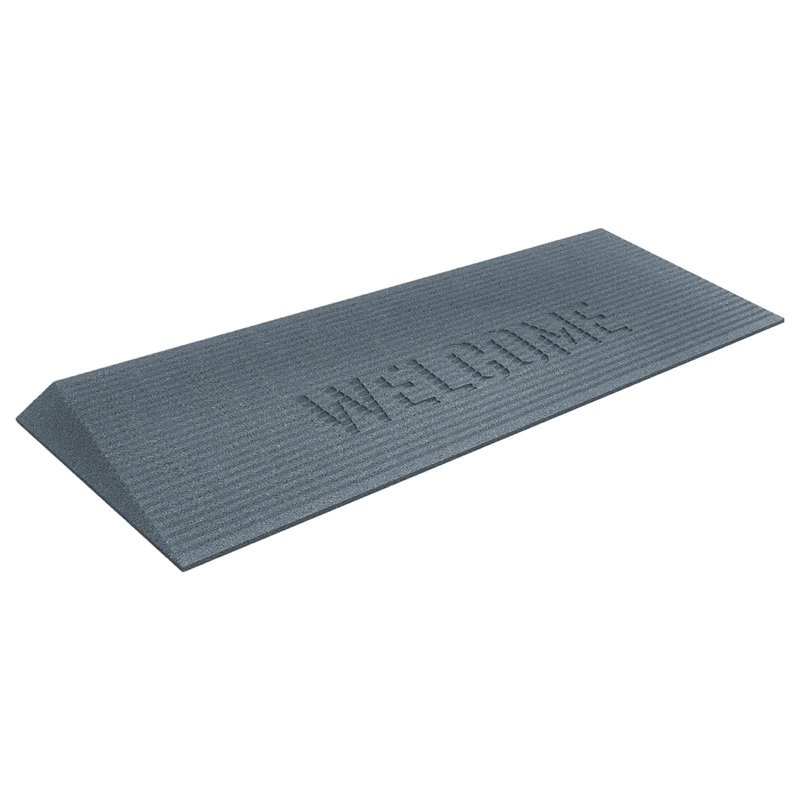 EZ-ACCESS TRANSITIONS 1.5" Rectangular Rubber Angled Welcome Entry Mat, Grey