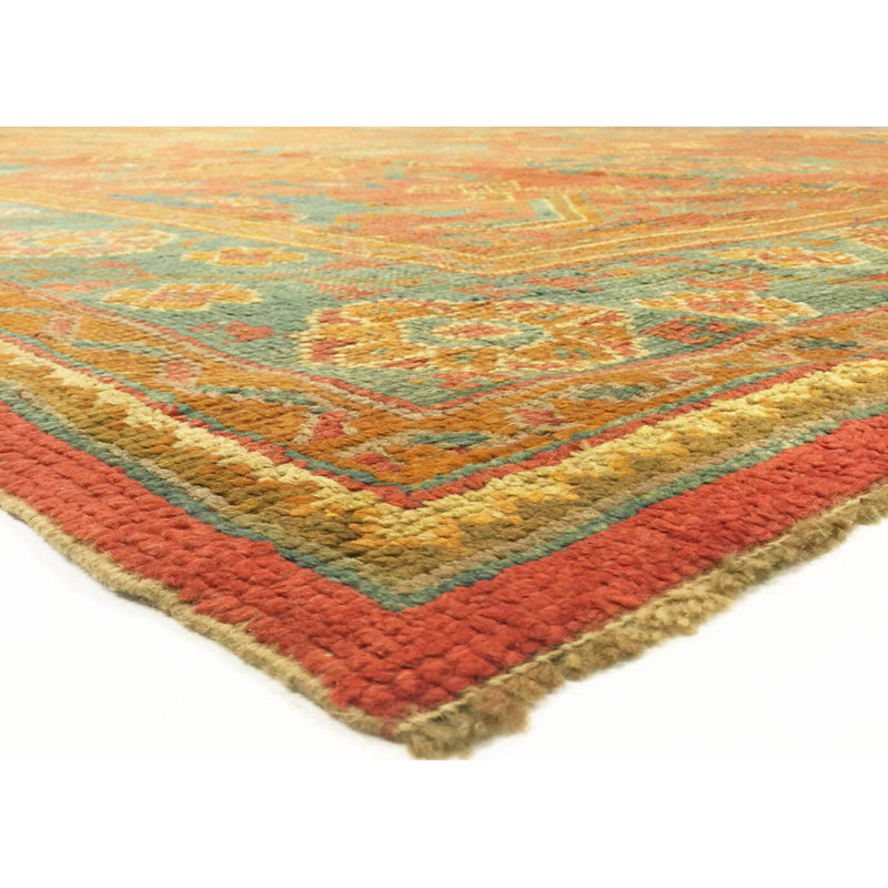 One-of-a-Kind Hand-Knotted 1900s 8'4" x 13'6" Wool Area Rug in Blue/Yellow