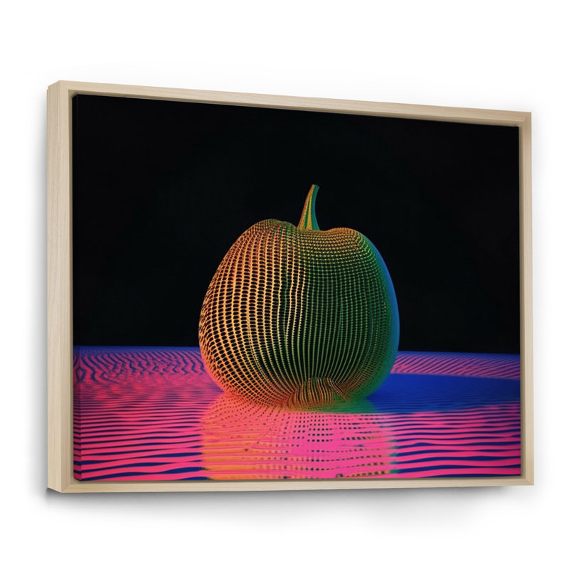 Motif géométrique minimal de pomme - impression, Cadre naturel flottant, H 30 po x l 40 po x P 1,5 po