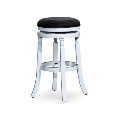 Tabouret de bar 30 po, blanc avec siège en tissu gris anthracite, structure en bois franc robuste, coussin pivotant de 2,5 po, convient au comptoir ou au tabouret blanc, base, pivotant sur 360 °, cuisine en mousse épaisse