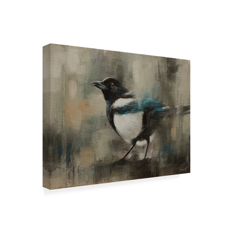Animaux, pie sur toile, H 14 po x l 19 po x P 2 po