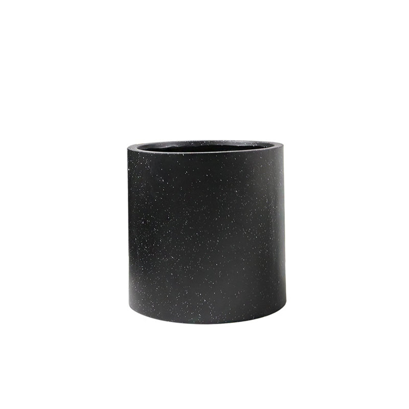 FibraLuxe Cylinder Floor Planters, Black